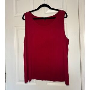 Eileen Fisher  2X Red Sleeveless Top Minimalist Basic Capsule Quiet Luxury